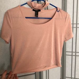 Pink collar crop top